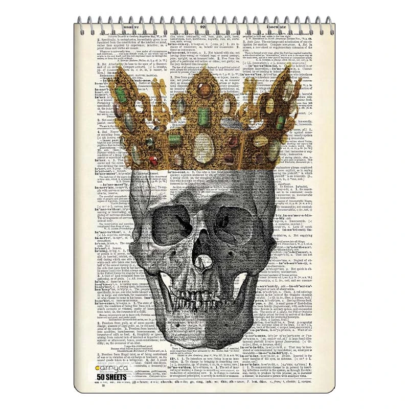 دفتر نقاشی 50 برگ سیمی کارنیکا طرح روزنامه وینتج اسکلت Vintage Newspaper Skeleton کد 27644