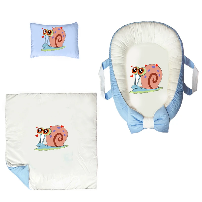 سرویس خواب سه تکه نوزاد ناریکو مدل گارد محافظ دار طرح حلزون کد 0634