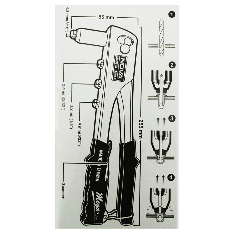 انبر پرچ نووا مدل NTR2001 به همراه میخ پرچ