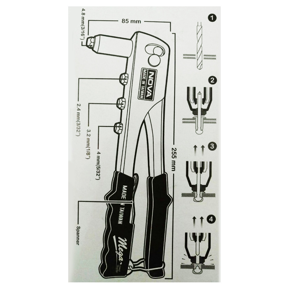 انبر پرچ نووا مدل NTR2001 به همراه میخ پرچ انبر پرچ نووا مدل NTR2001 به همراه میخ پرچ