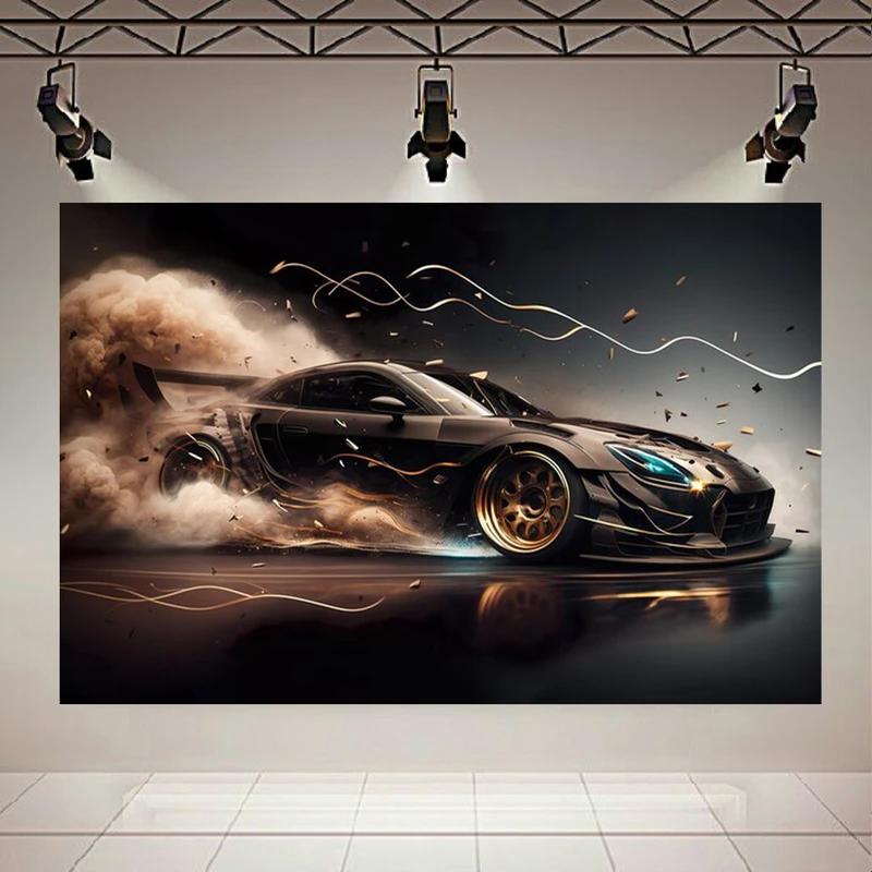 استیکر طرح ماشین لوکس مدرن مشکی مدل دیریفت کد PD20573