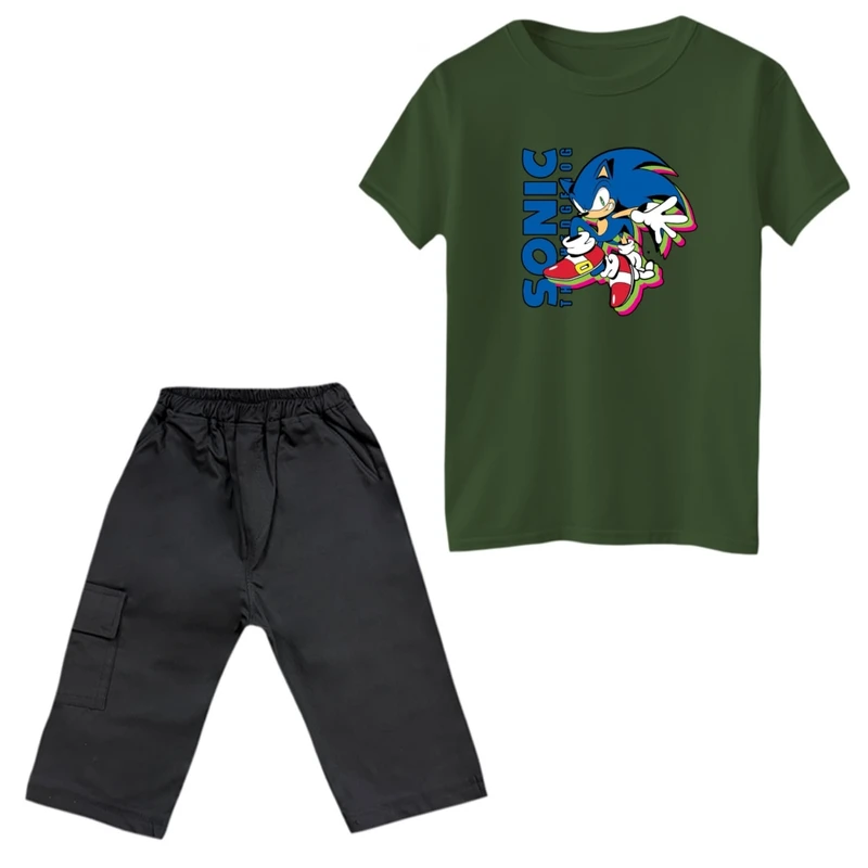 ست تی‌شرت و شلوارک پسرانه مدل سونیک کد 04