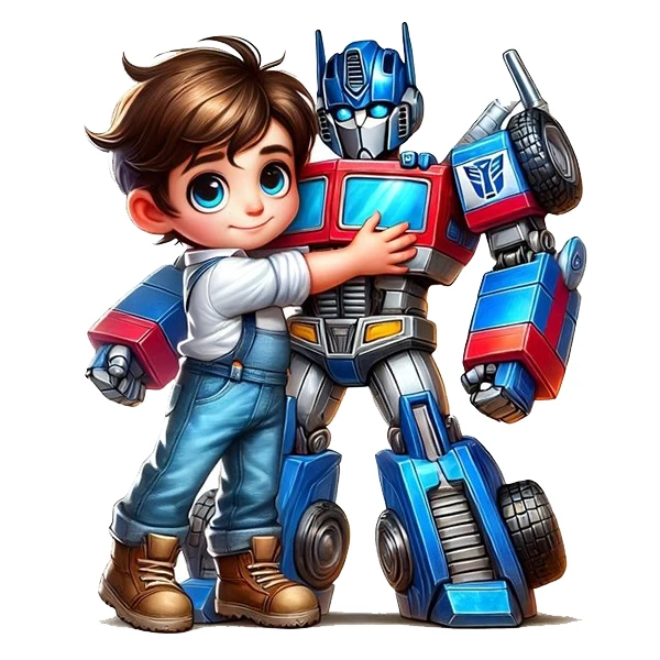  استیکر پارچه و لباس پاد آفرین طرح ربات و پسر کوچولو کد 4412