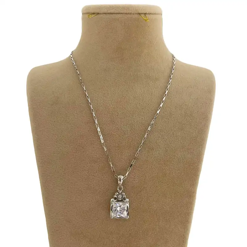 گردنبند نقره زنانه مدل نگین پرنس