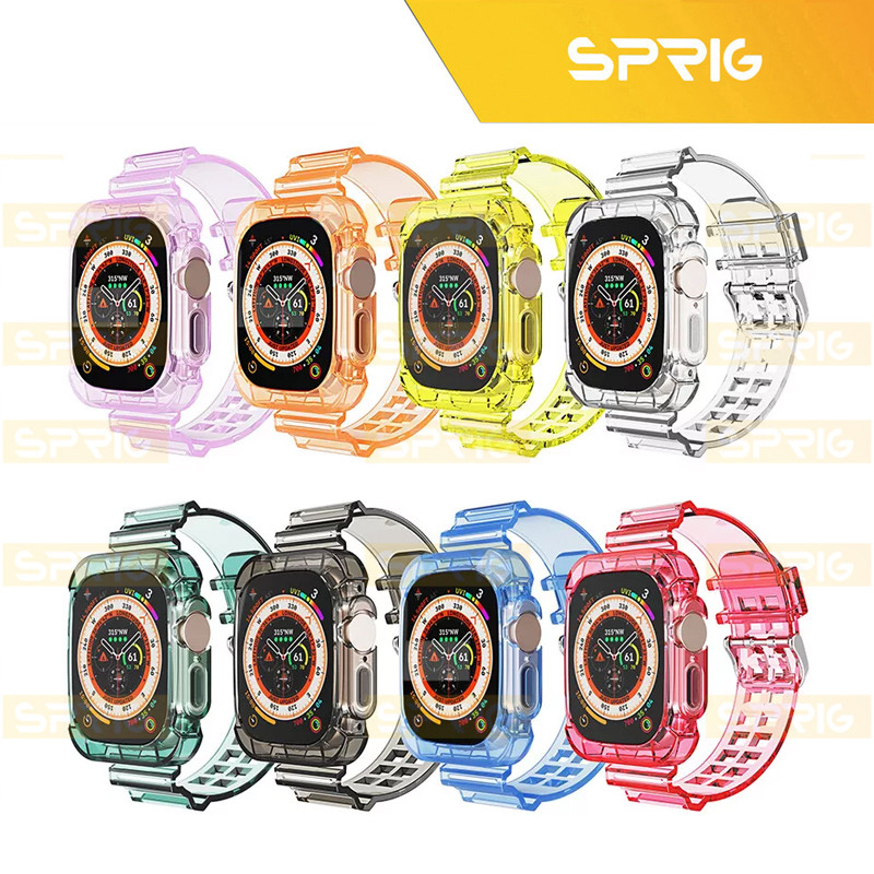 بند اسپریگ مدل Clear Shock مناسب برای اپل واچ Series SE 2022 Aluminum Case 44mm / SE 2021 Aluminum Case 44mm / Series 5 44mm / Series 6 44mm / SE 44mm