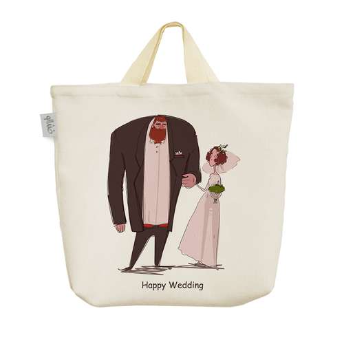 ساک خرید خندالو مدل عروس و داماد کد 3143