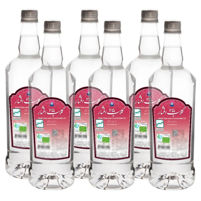 گلاب غلیظ 25 افشار - 1 لیتر بسته 6 عددی