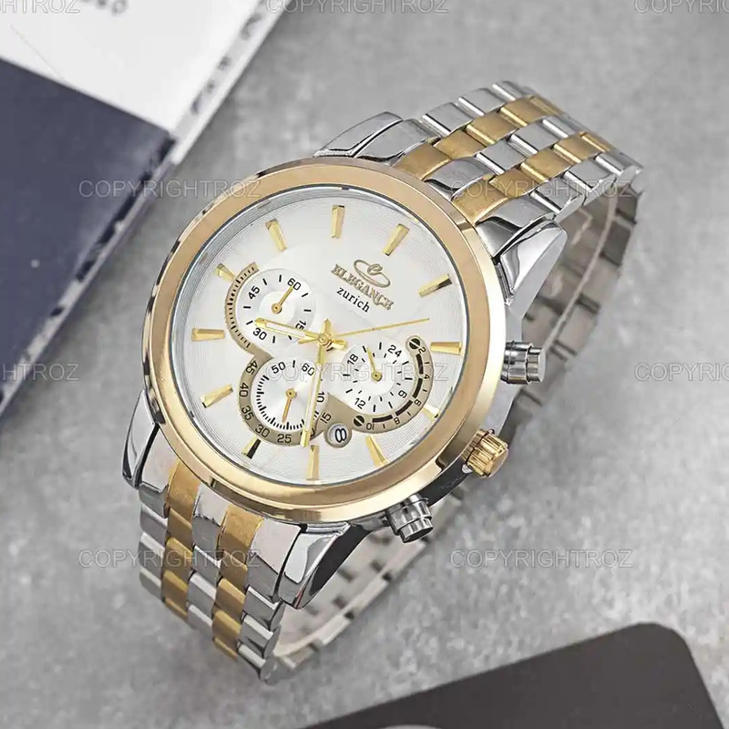 ساعت مچی عقربه‌ای مردانه الگانس مدل سه موتور فعال کرنوگراف بند استیل 102