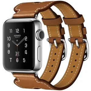 ساعت هوشمند اپل واچ هرمس سری 2  مدل Stainless Steel Case with Fauve Barenia Leather Double Buckle Cuff