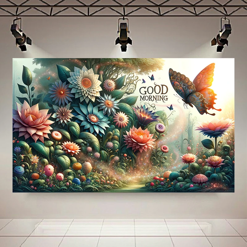 تابلو بوم طرح مخمل باغ جادویی مدل صبح بخیر کد AR304756