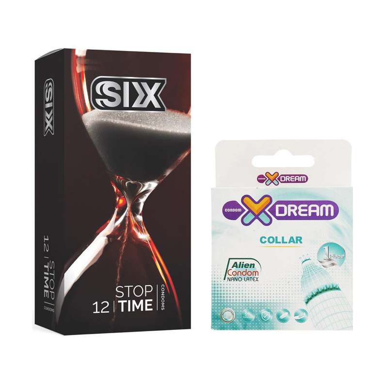 کاندوم سیکس مدل Stop Time بسته 12 عددی به همراه کاندوم ایکس دریم مدل Collar