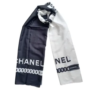 شال زنانه شانل مدل نخی ساده تابستانی حاشیه زنجیره ای کد 332