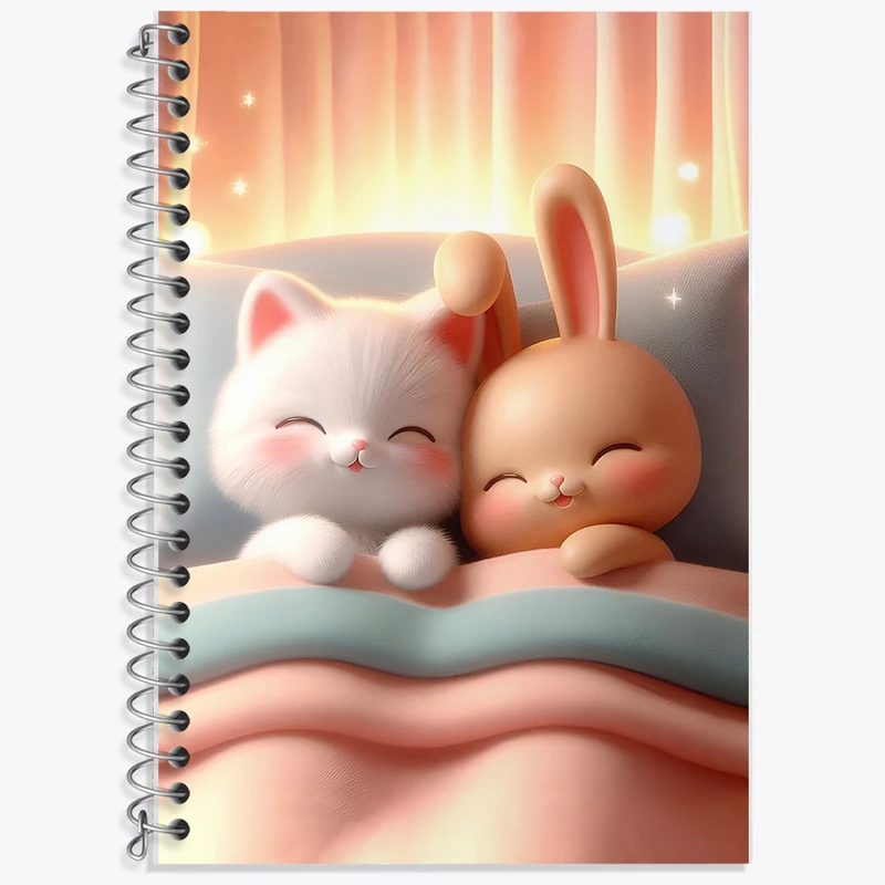 دفتر لغت 50 برگ خندالو طرح گربه و خرگوش کیوت کد F6083