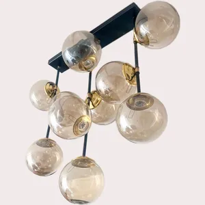  لوستر 10 شعله نورهام مدل مولکولی لاینی