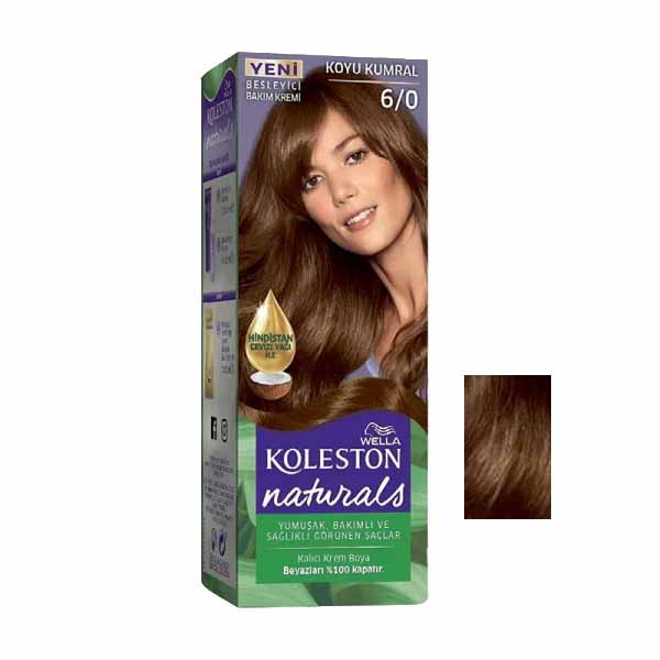 کیت رنگ مو ولا سری Naturals شماره 6.0  حجم 50 میلی لیتر رنگ قهوه ای کاراملی