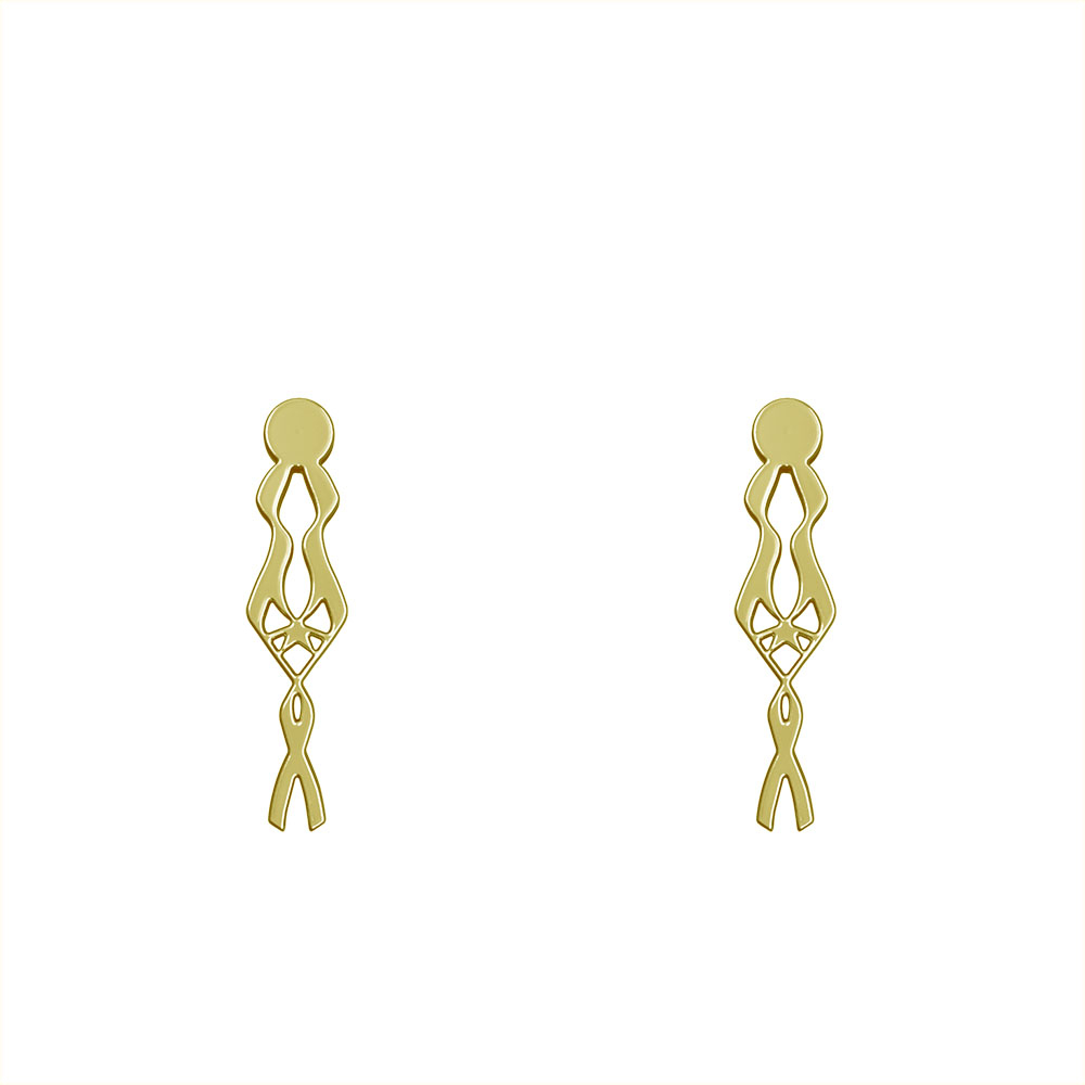 گوشواره طلا 18 عیار زنانه مدوپد مدل هندسی کد GA1-10216