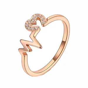  انگشتر طلا 18 عیار زنانه قیراط طرح ضربان قلب کد GH3166