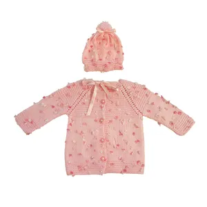 ست ژاکت و کلاه بافتنی نوزادی کد SR3