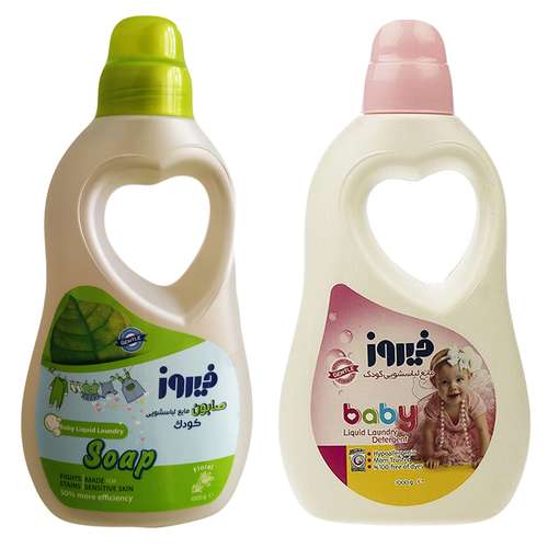 مایع لباسشویی و صابون لباسشویی کودک فیروز مدل گل های بهاری وزن 1000 گرم