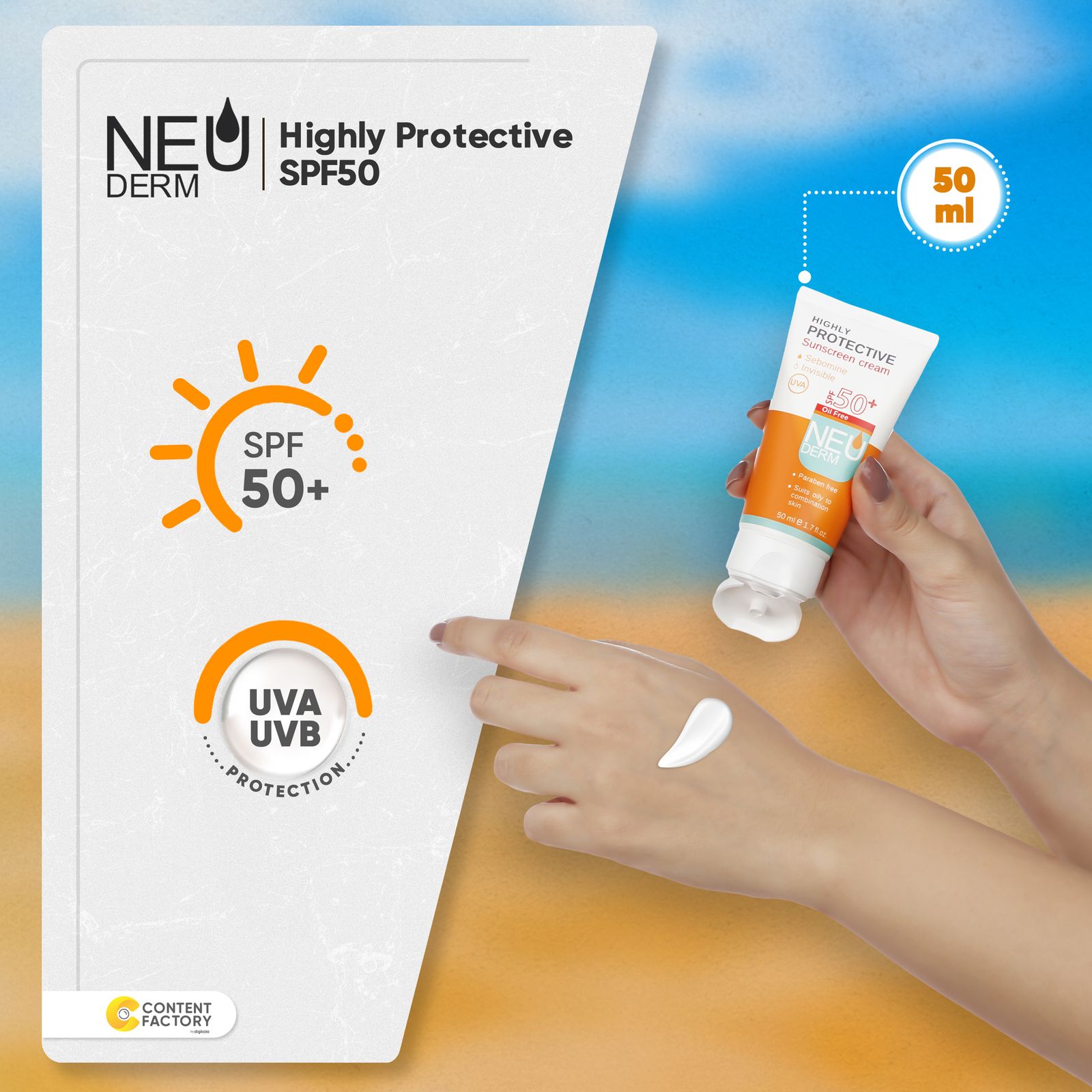 کرم ضد آفتاب بی رنگ نئودرم مدل Highly Protective SPF50 مناسب پوست های چرب تا مختلط حجم 50 میلی لیتر -  - 10