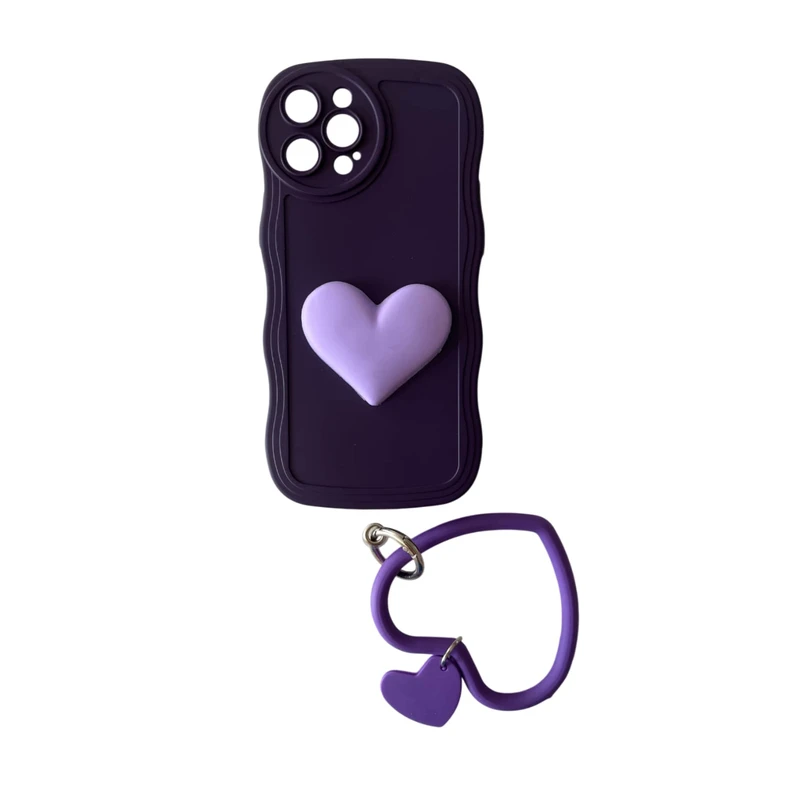 کاور مدل قلب مناسب برای گوشی موبایل اپل iPhone 14promax به همراه بندآویز