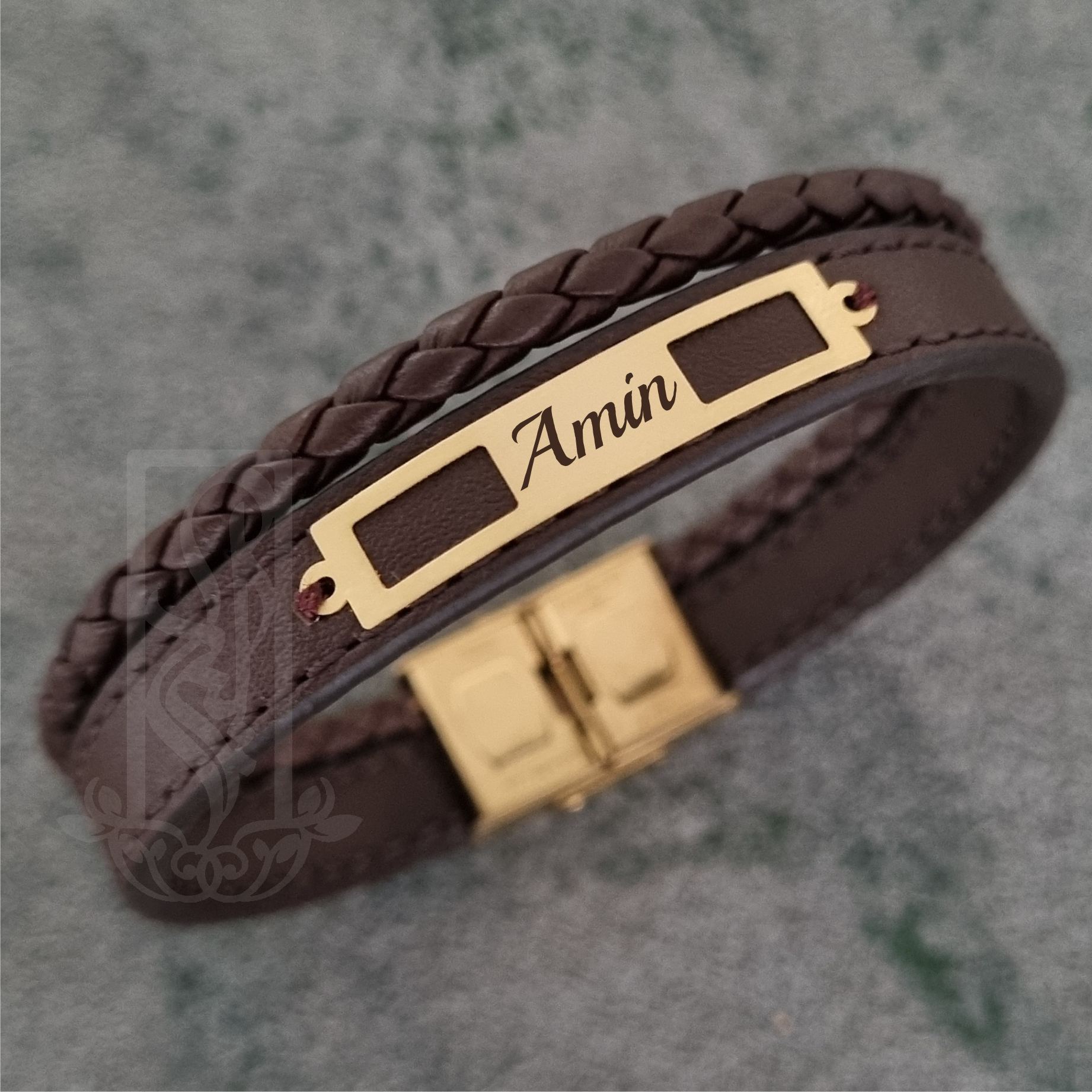 دستبند طلا 18 عیار مردانه لیردا مدل اسم امین 825 -  - 2