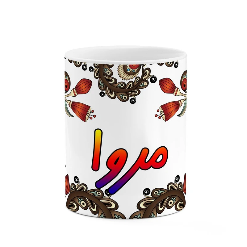 ماگ کاکتی مدل اسم مروا طرح سنتی گل و بته کد mgh47544