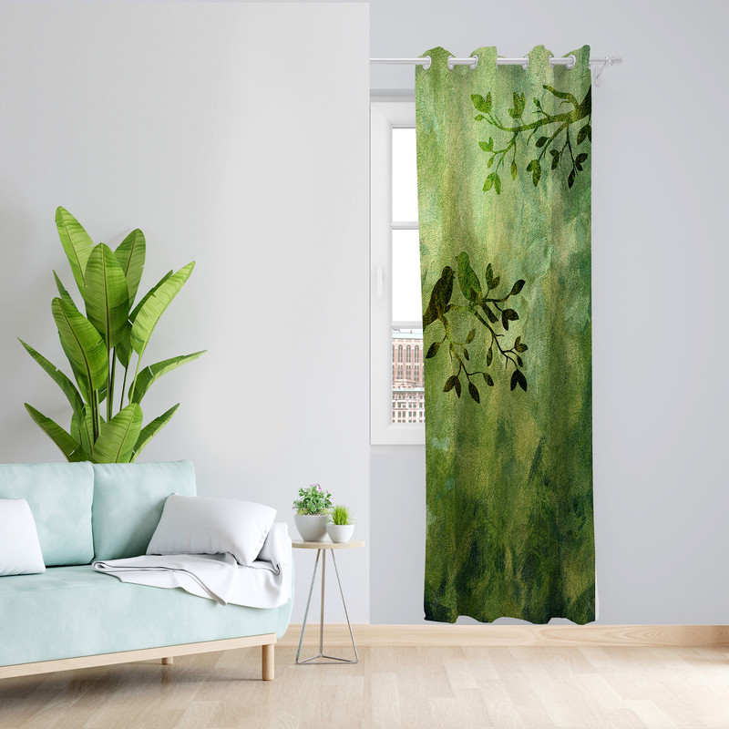 پرده طرح پرنده مدل مخمل پانچی کد L 1112L Z سایز 140x200 سانتی متر