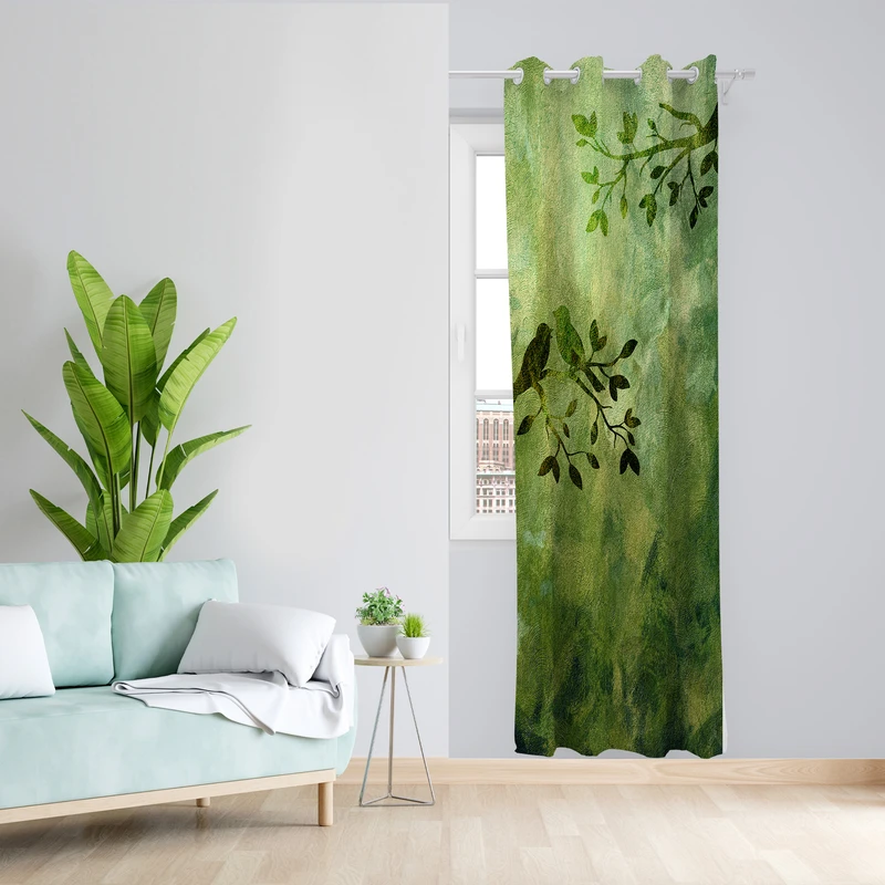 پرده طرح پرنده مدل مخمل پانچی کد L 1112L Z سایز 140x200 سانتی متر