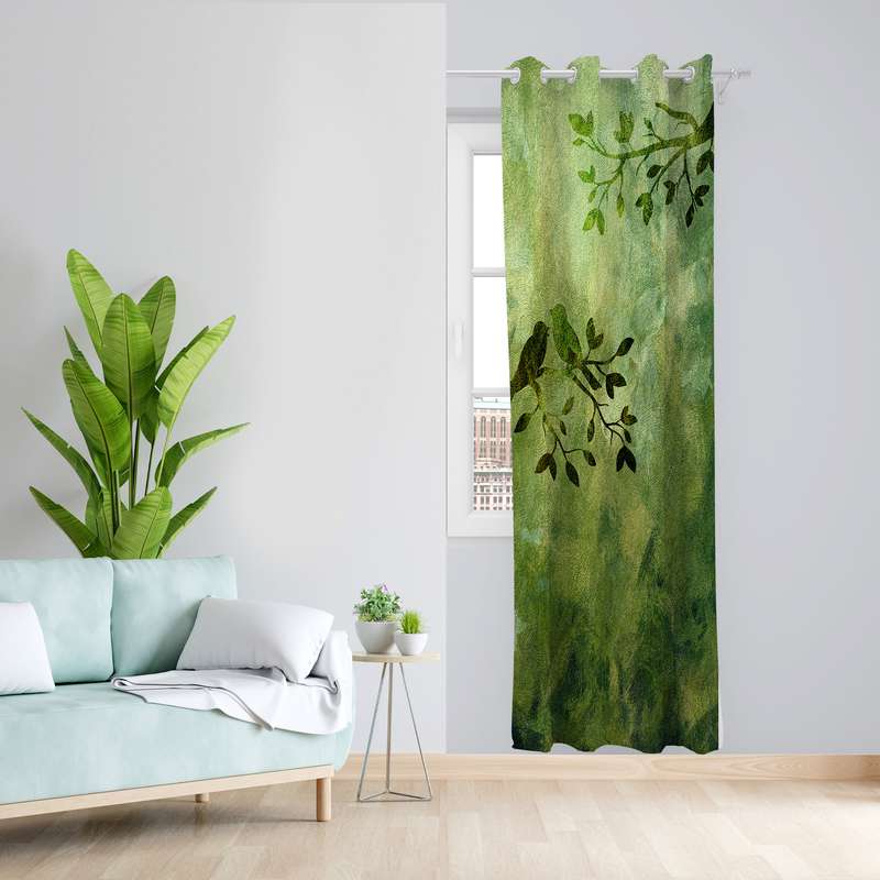 پرده طرح پرنده مدل مخمل پانچی کد L 1112L Z سایز 140x200 سانتی متر