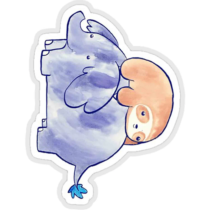 استیکر لپ تاپ طرح little sloth and elephant watercolor کد ST1147