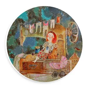  دیوارکوب طرح بانو و چرخ خیاطی مدل wtb757