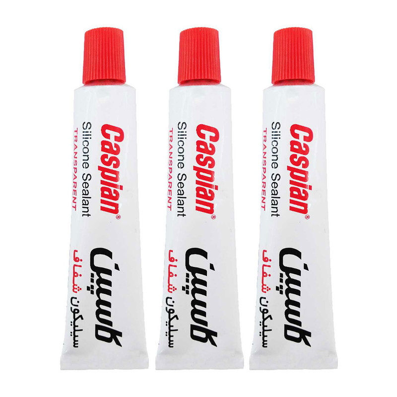 چسب سیلیکون کاسپین مدل shafaf 01  حجم 30 میلی لیتر مجموعه 3 عددی