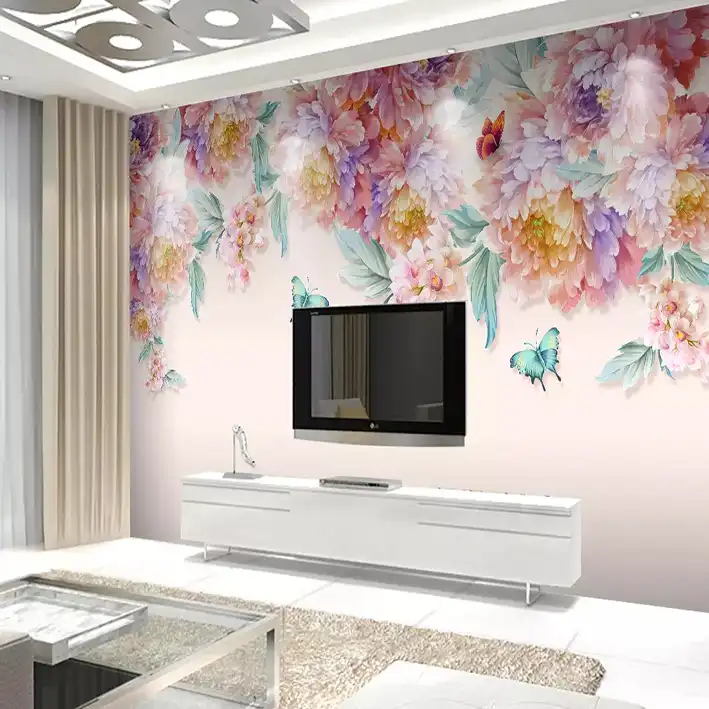 پوستر دیواری سه بعدی مدل آویز گل رنگی کد DVRF1315