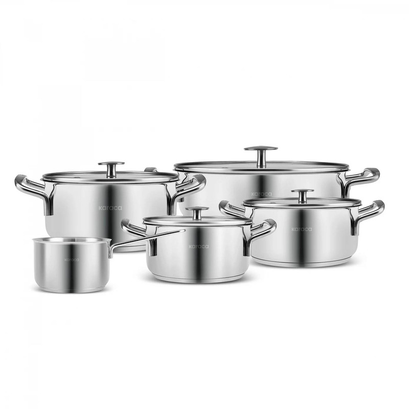 سرویس قابلمه و تابه استیل 9 پارچه کاراجا مدل Aris İnduksiyon