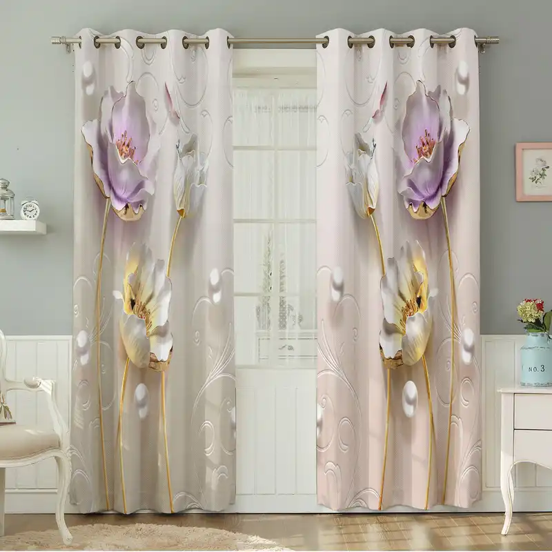 پرده نیروانا طرح گل مدل مخمل کد 5029 سایز 140×280 سانتی متر