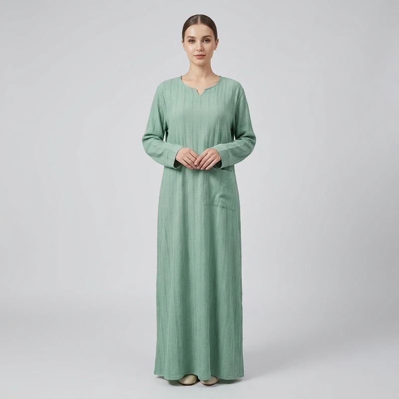 پیراهن زنانه کفتان بلند با بند ریگلاژ مدل 3001