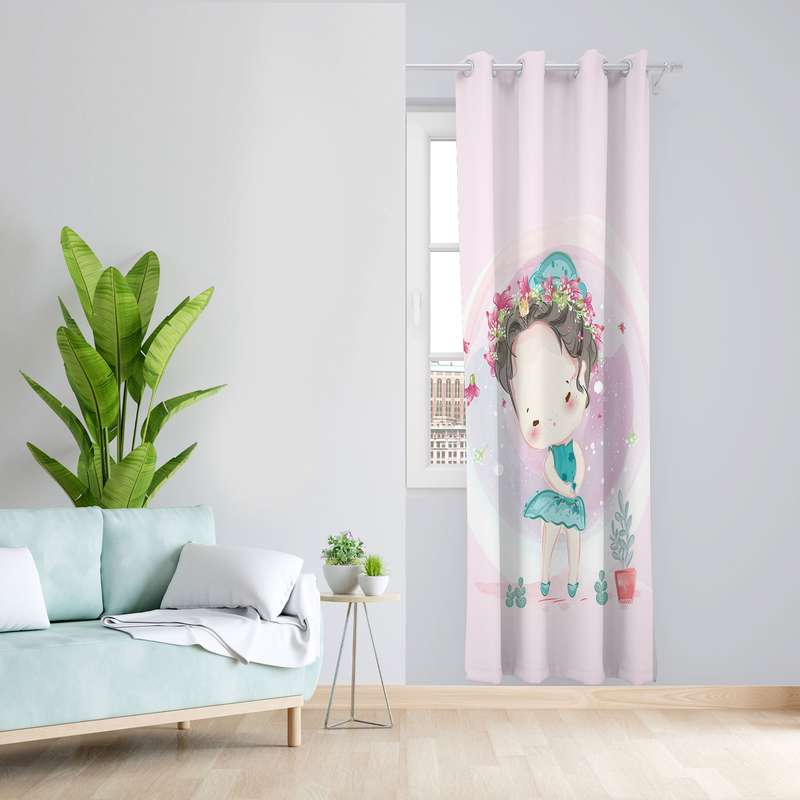 پرده مدل اتاق کودک مخمل پانچی طرح دخترانه کد 4183 سایز 140x280 سانتی متر