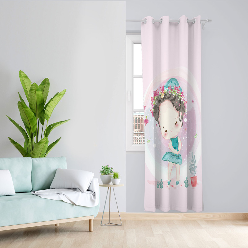  پرده مدل اتاق کودک مخمل پانچی طرح دخترانه کد 4183 سایز 140x280 سانتی متر