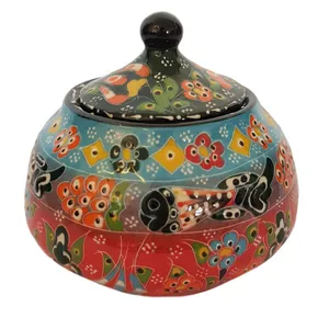 قندان میناکاری طرح نقش برجسته مدل درب دار  کد 093