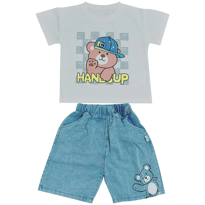 ست تی شرت و شلوارک پسرانه مدل تدی