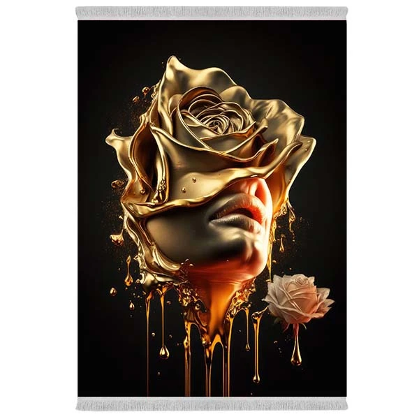 فرش پارچه‌ای دفه مدل فرشینه شانل مخمل طرح فانتزی کد 7185