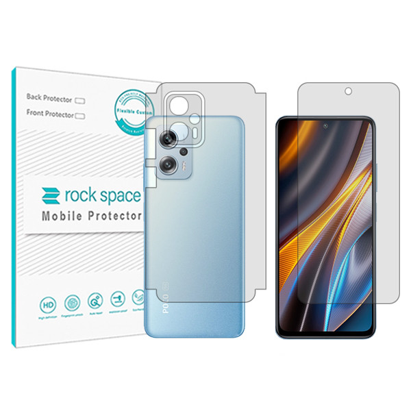 محافظ صفحه نمایش شفاف راک اسپیس مدل HyGEL مناسب برای گوشی موبایل شیائومی Poco X4 GT به همراه محافظ پشت