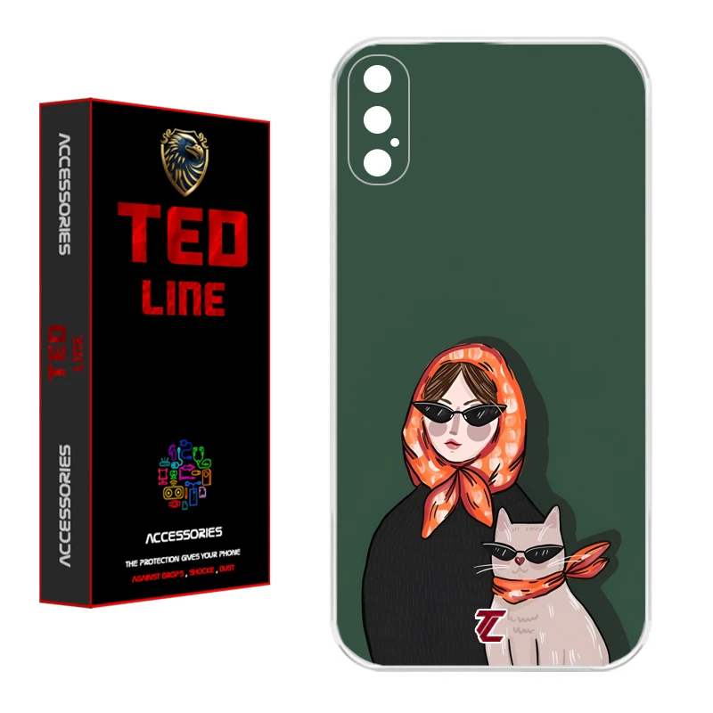 کاور تدلاین طرح دختر و گربه کد 1143 مناسب برای گوشی موبایل اپل Iphone X / XS