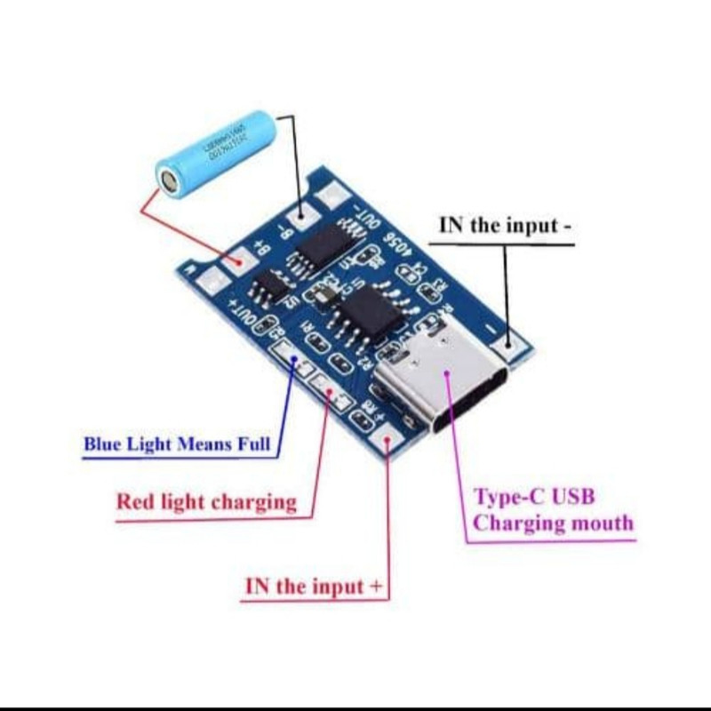 ماژول شارژ باتری لیتیومی مدل TP-4056typec