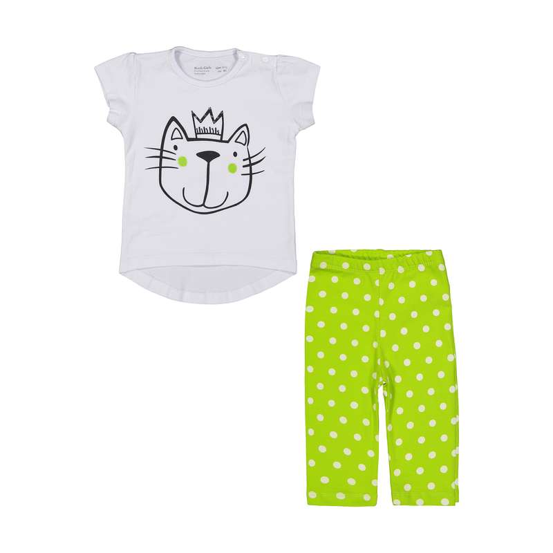 ست تی شرت و شلوار نوزادی دخترانه روح مدل 2181103-1