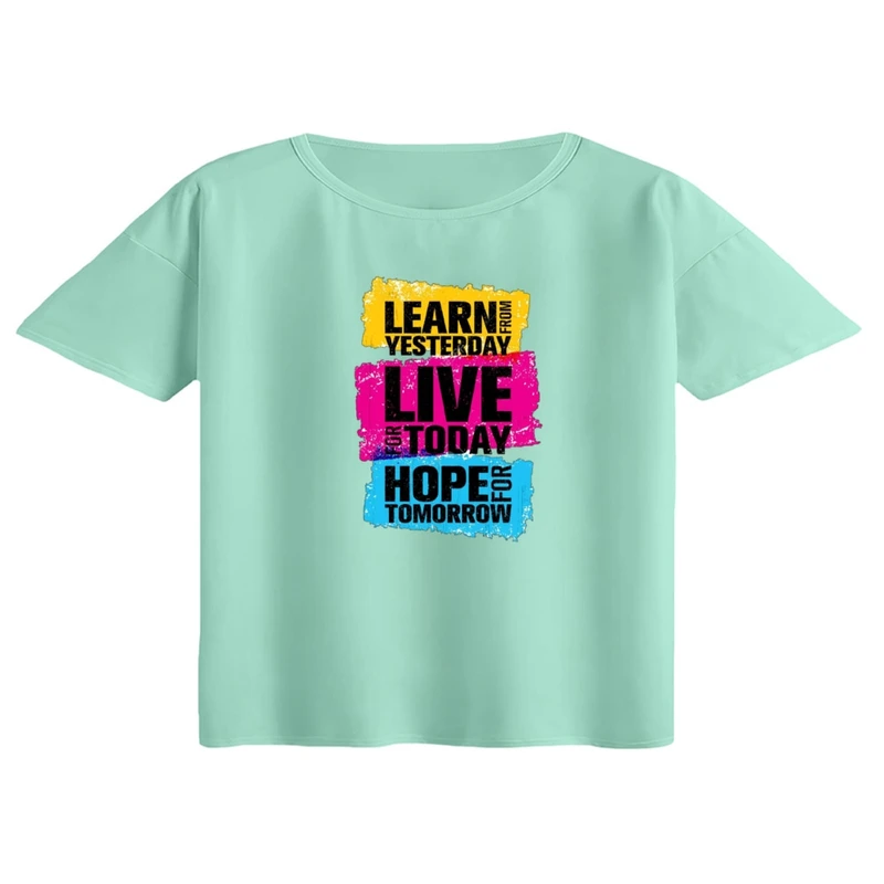 کراپ تی‌شرت آستین کوتاه زنانه مدل نوشته کد ۲