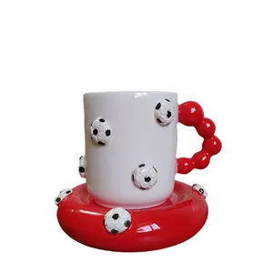 ماگ و زیر ماگی سرامیکی مدل فوتبالی