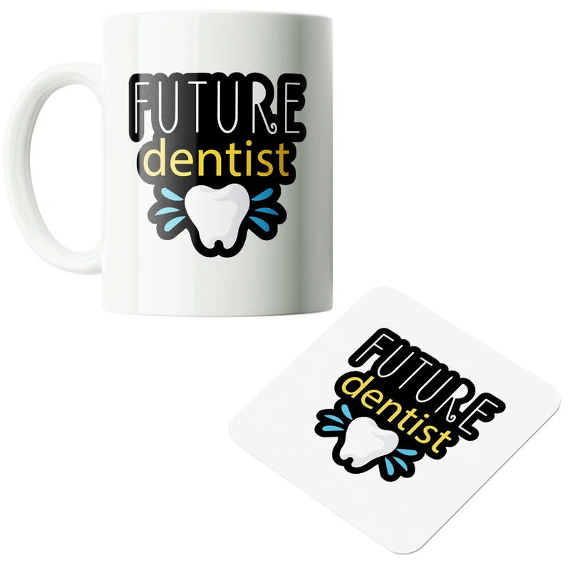 ماگ پاد آفرین مدل دندانپزشک دانشجو دندانپزشکی کد PZ025 به همراه زیرلیوانی