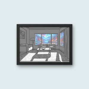 تابلو نوری مدل نور خورشید طرح اناق با عروسک